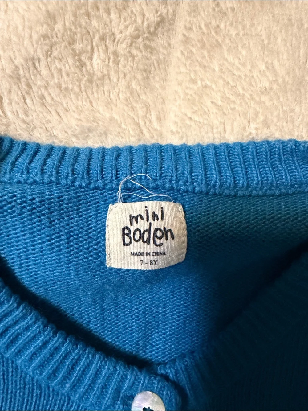 Mini Boden Girls' Blue Bunny Cardigan
